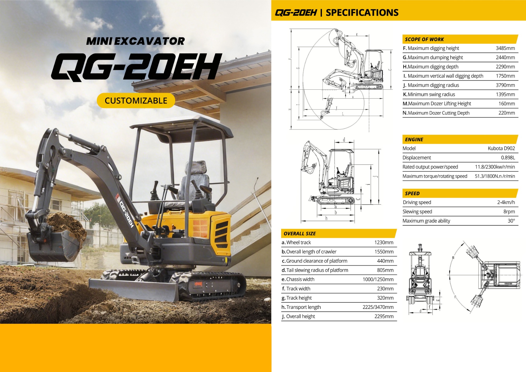 QINGONG QG-20EH MINI EXCAVATOR