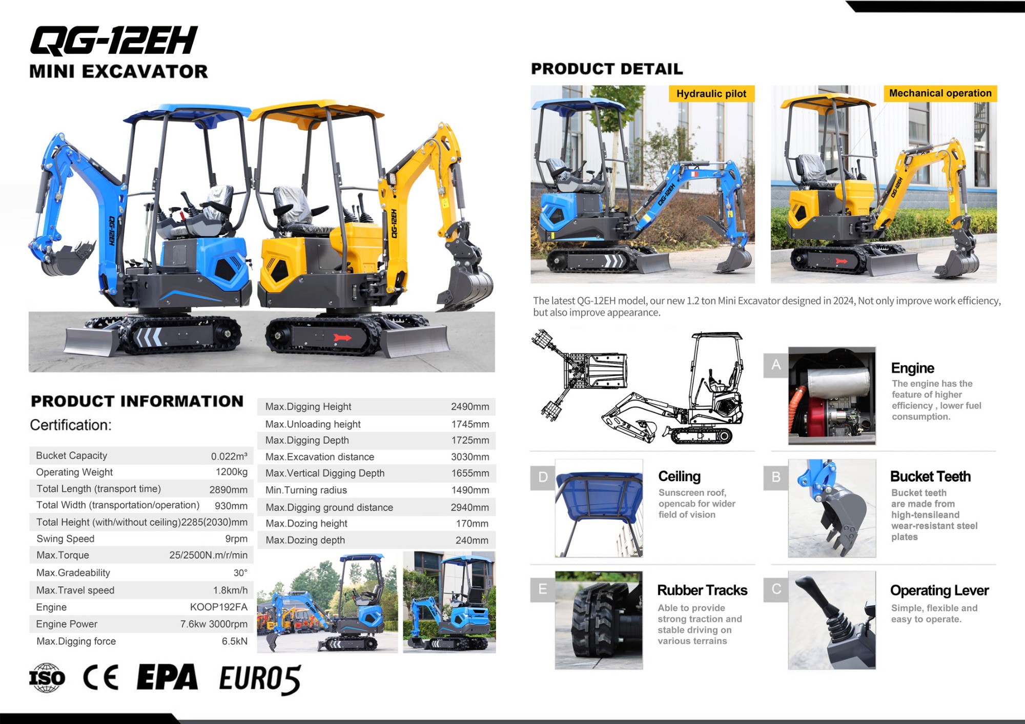 QINGONG QG-12EH MINI EXCAVATOR