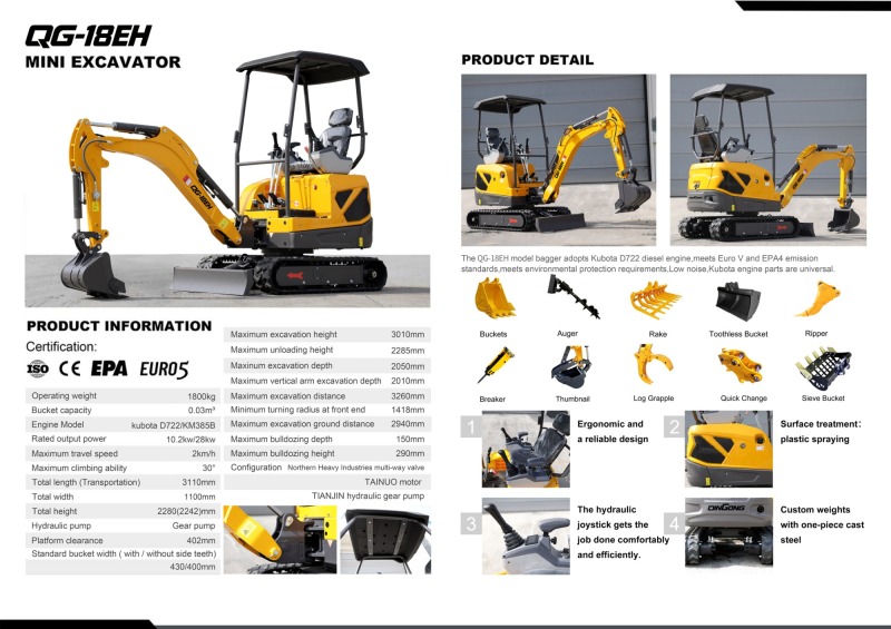 QINGONG QG-18EH MINI EXCAVATOR
