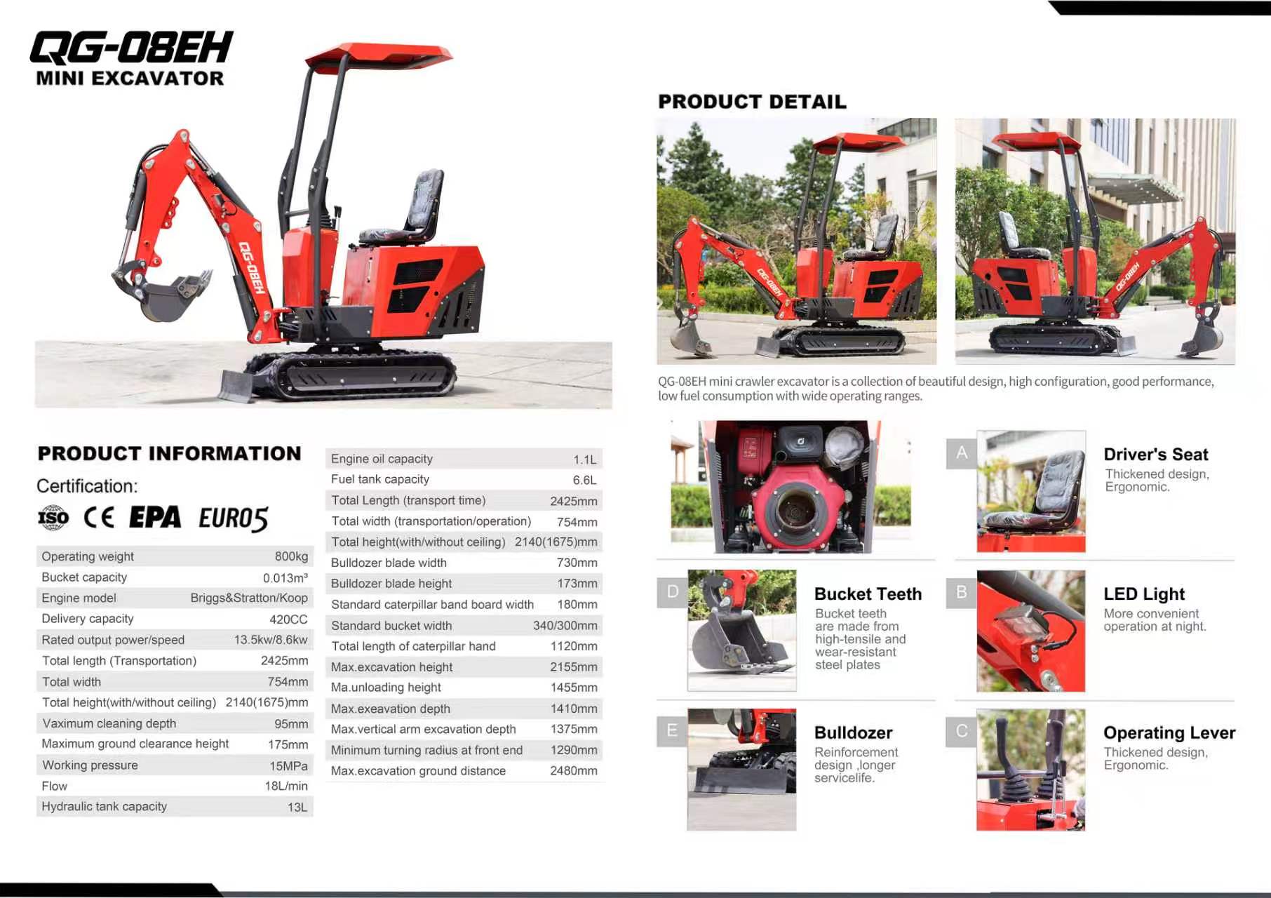 QINGONG QG-08EH MINI EXCAVATOR