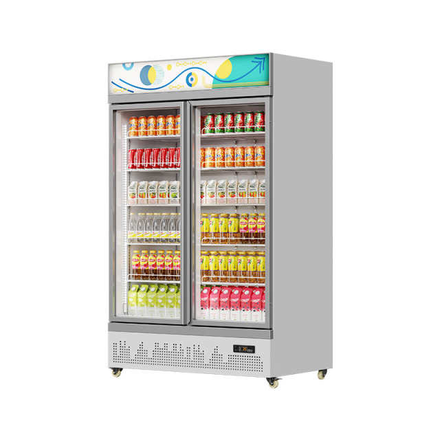 HR-54LCM Beer Upright Display FreezerCommercial Double Door Beverage Glass Door Refrigerator
