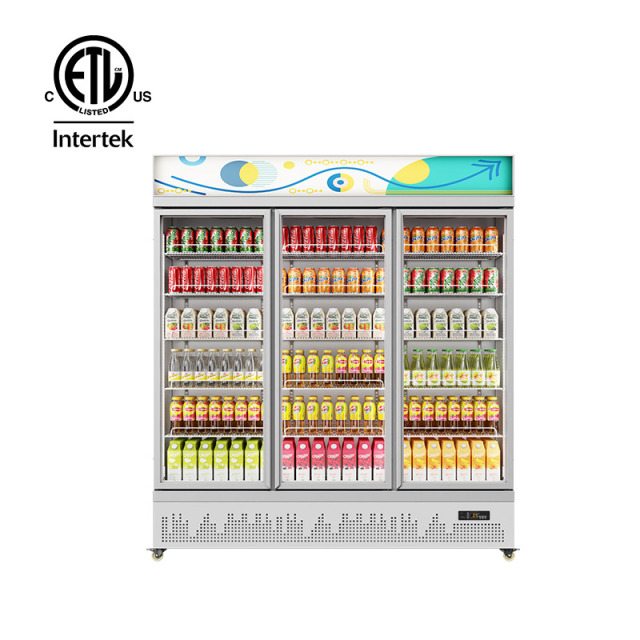 HR-77LCM Beer Upright Display FreezerCommercial Three Door Beverage Glass Door Refrigerator