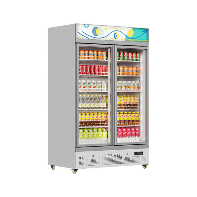 HR-54LCM Beer Upright Display FreezerCommercial Double Door Beverage Glass Door Refrigerator