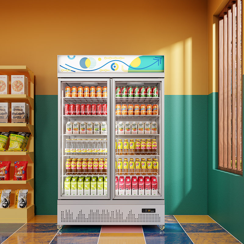 HR-54LCM Beer Upright Display FreezerCommercial Double Door Beverage Glass Door Refrigerator