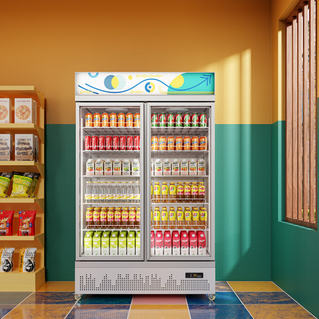 HR-54LCM Beer Upright Display FreezerCommercial Double Door Beverage Glass Door Refrigerator