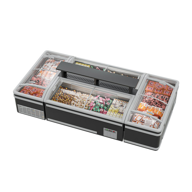 HR-A1850 Supermarket Commercial Ice Cream Freezer with Island Glass Door