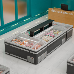 HR-A1850 Supermarket Commercial Ice Cream Freezer with Island Glass Door
