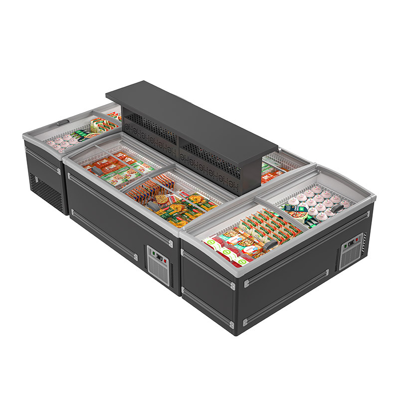HR-C1850 Island Glass Door FreezerCommercial Horizontal Food Freezer