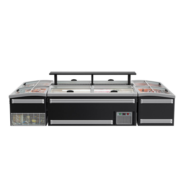 HR-C1850 Island Glass Door FreezerCommercial Horizontal Food Freezer