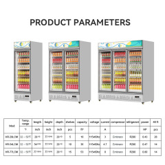 HR-77LCM Beer Upright Display FreezerCommercial Three Door Beverage Glass Door Refrigerator