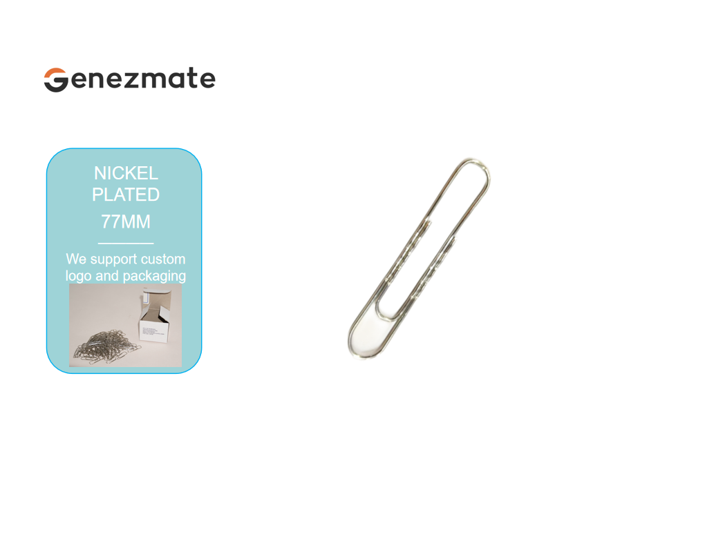 Nickel-Plated Round Head Wave Paper Clip 77mm