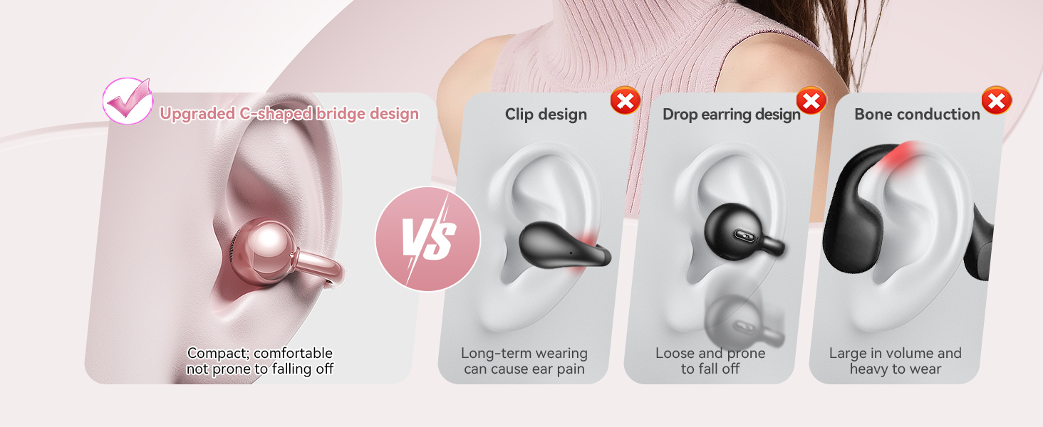 Kinglucky i121 Pro Clip-On Open-Ear Earbuds with Jewelry Earrings
