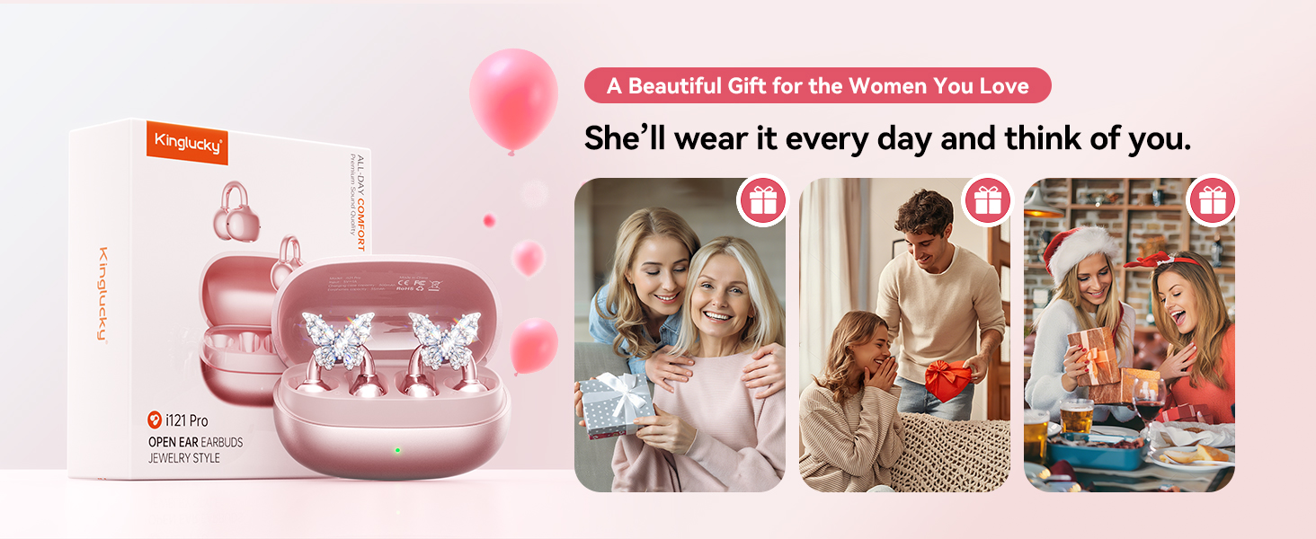 Kinglucky i121 Pro Clip-On Open-Ear Earbuds with Jewelry Earrings