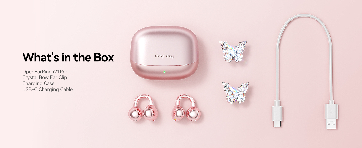 Kinglucky i121 Pro Clip-On Open-Ear Earbuds with Jewelry Earrings