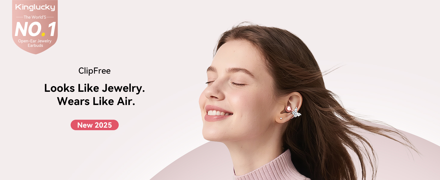 Kinglucky i121 Pro Clip-On Open-Ear Earbuds with Jewelry Earrings