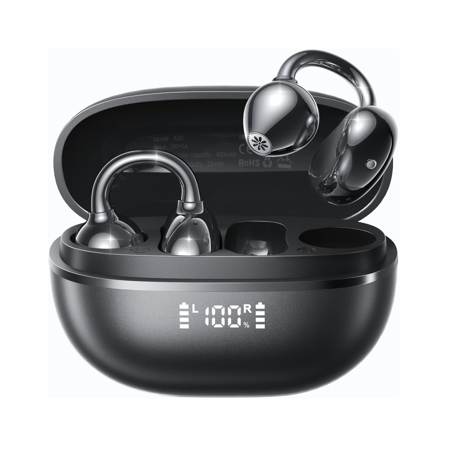 Kinglucky ClipFree A20 | Open-Ear Comfort, Digital Display, IP55