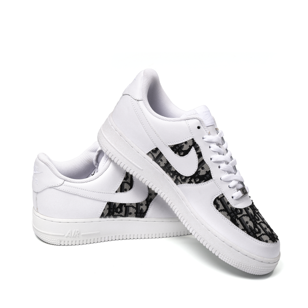 Custom White Nike Air Force 1 with DIOR Oblique Canvas | Luxury AF1