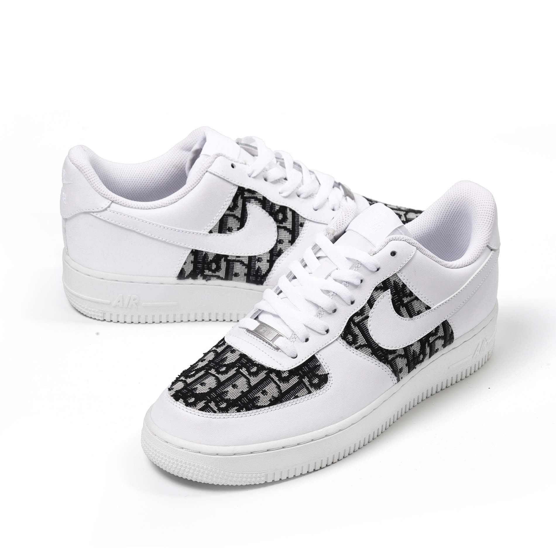Custom White Nike Air Force 1 with DIOR Oblique Canvas | Luxury AF1