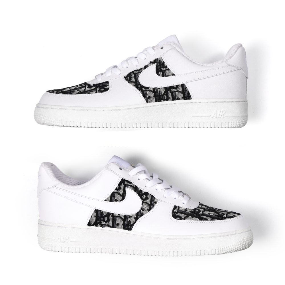 Custom White Nike Air Force 1 with DIOR Oblique Canvas | Luxury AF1