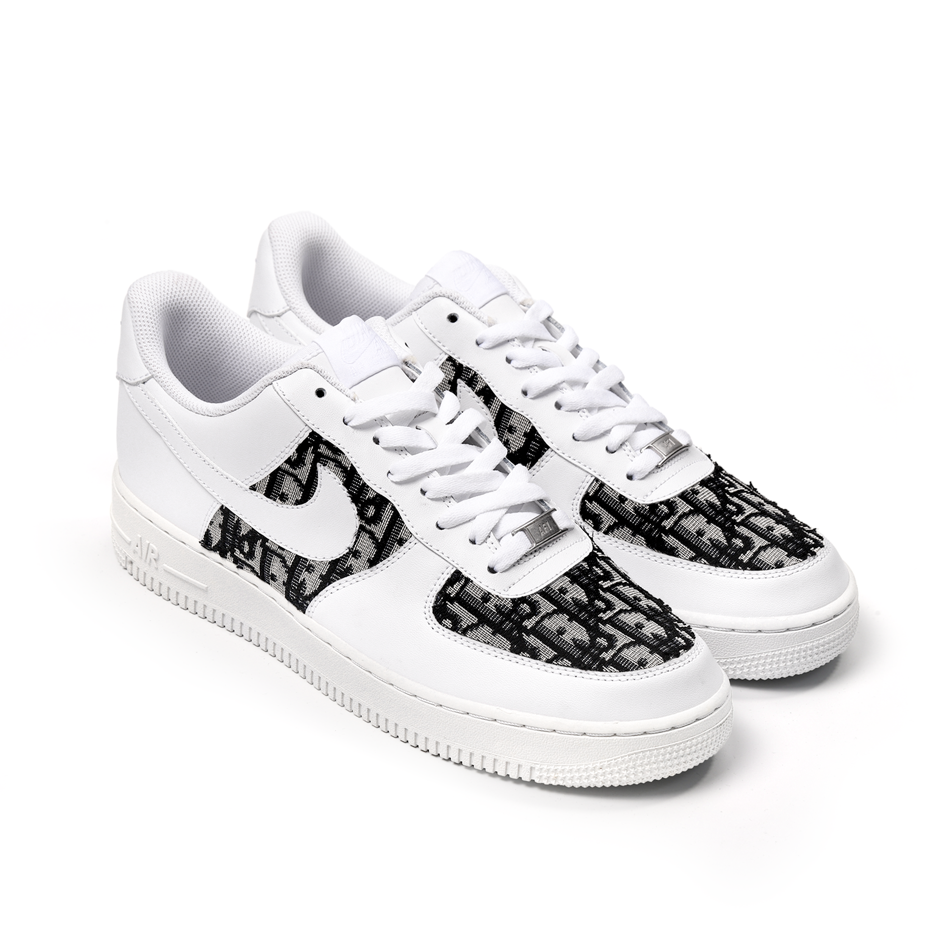 Custom White Nike Air Force 1 with DIOR Oblique Canvas | Luxury AF1