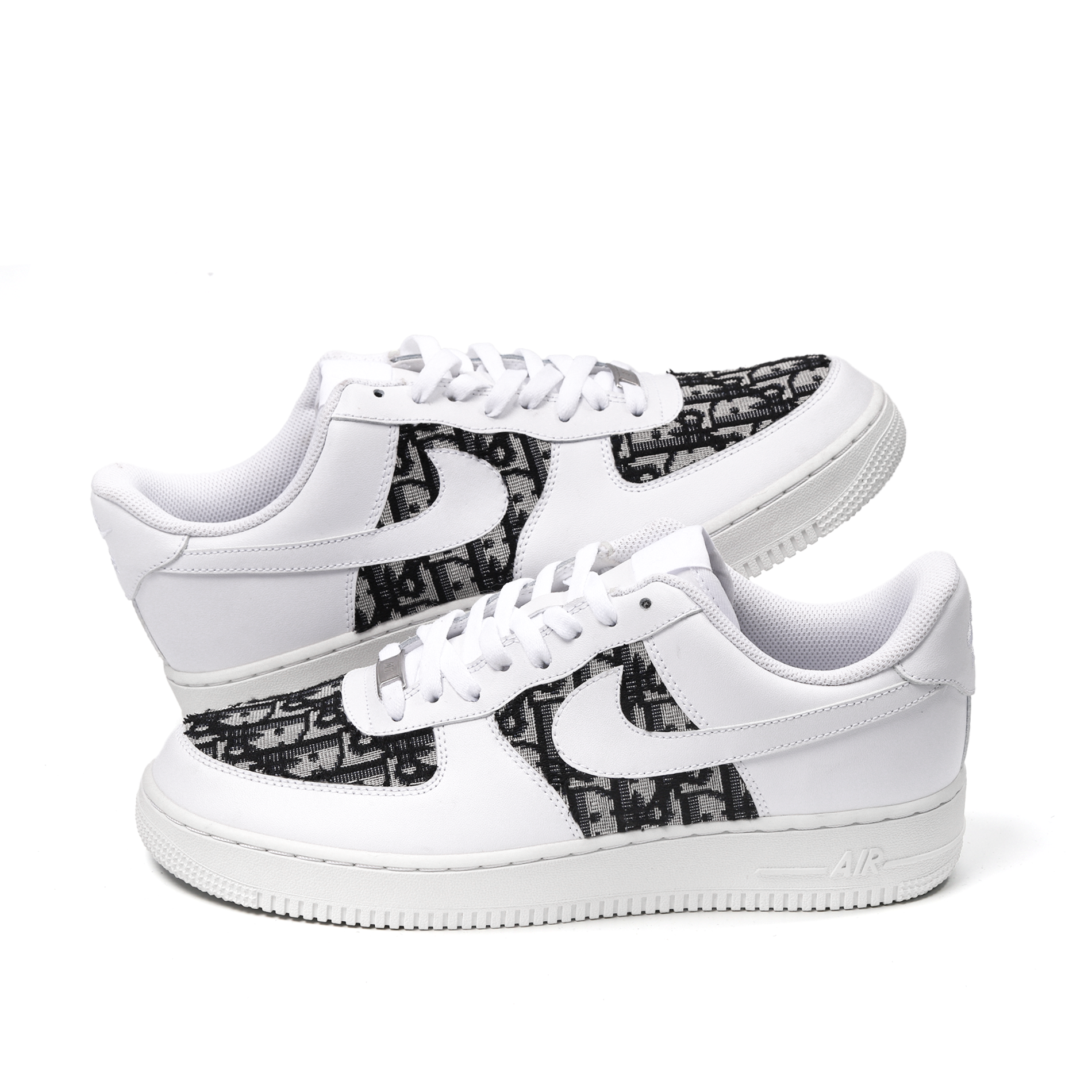 Custom White Nike Air Force 1 with DIOR Oblique Canvas | Luxury AF1