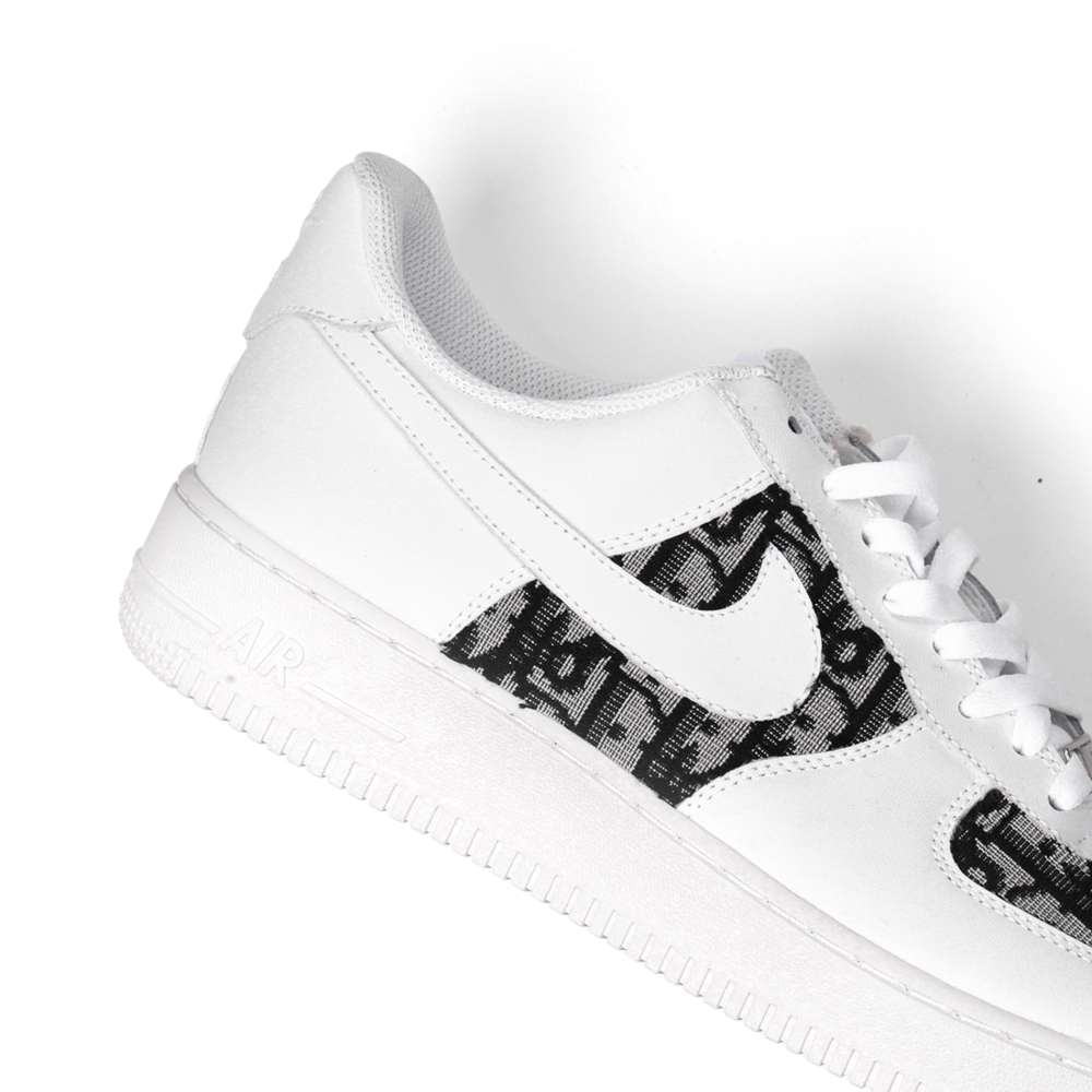 Custom White Nike Air Force 1 with DIOR Oblique Canvas | Luxury AF1