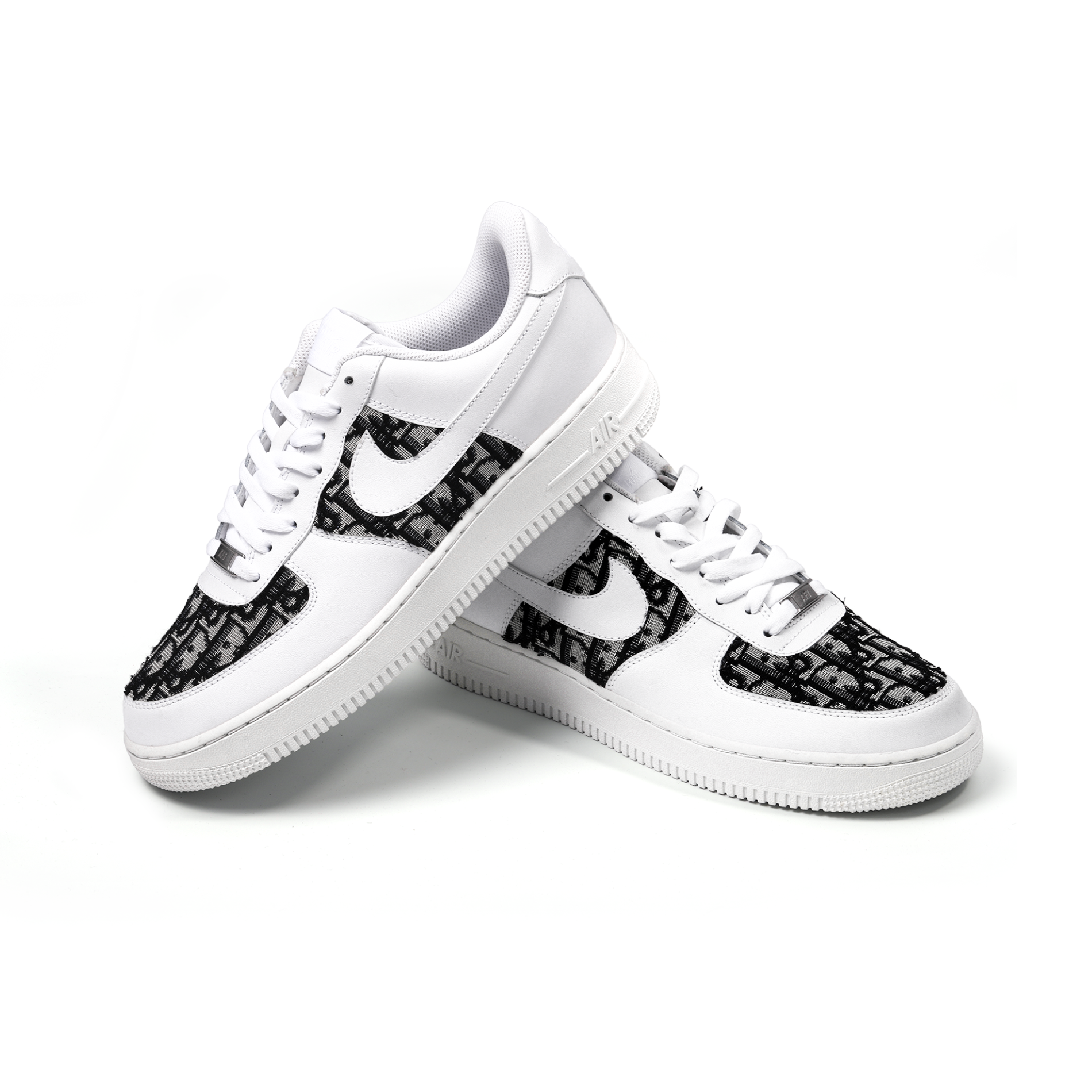 Custom White Nike Air Force 1 with DIOR Oblique Canvas | Luxury AF1
