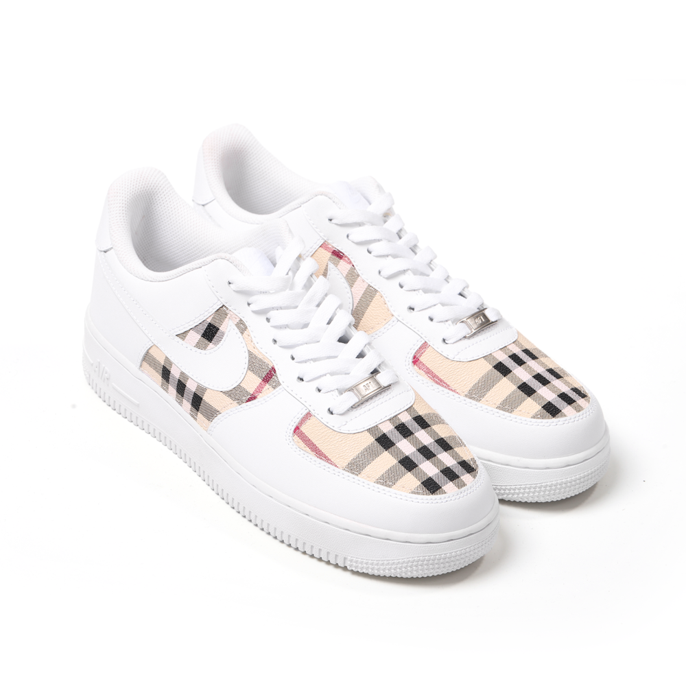 Custom Nike Air Force 1 – Handmade Burberry Leather Patchwork