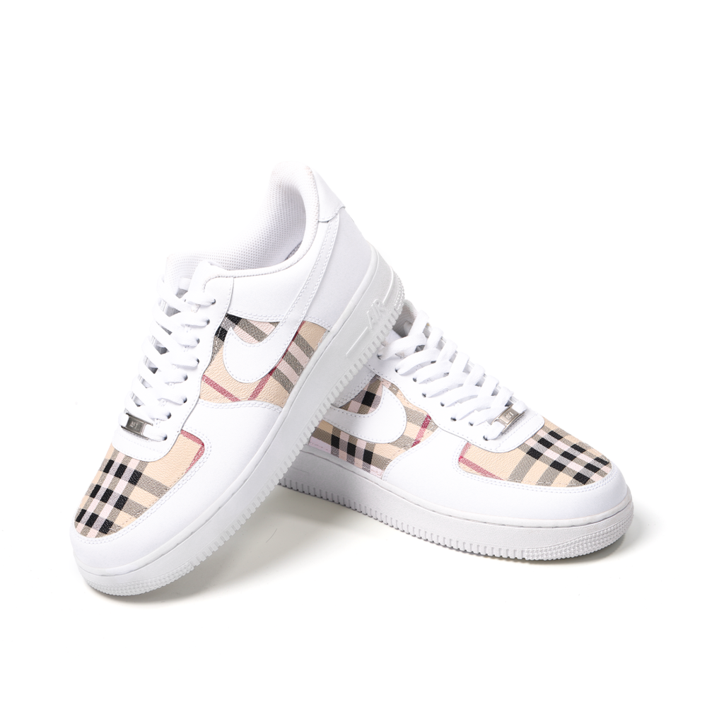 Custom Nike Air Force 1 – Handmade Burberry Leather Patchwork