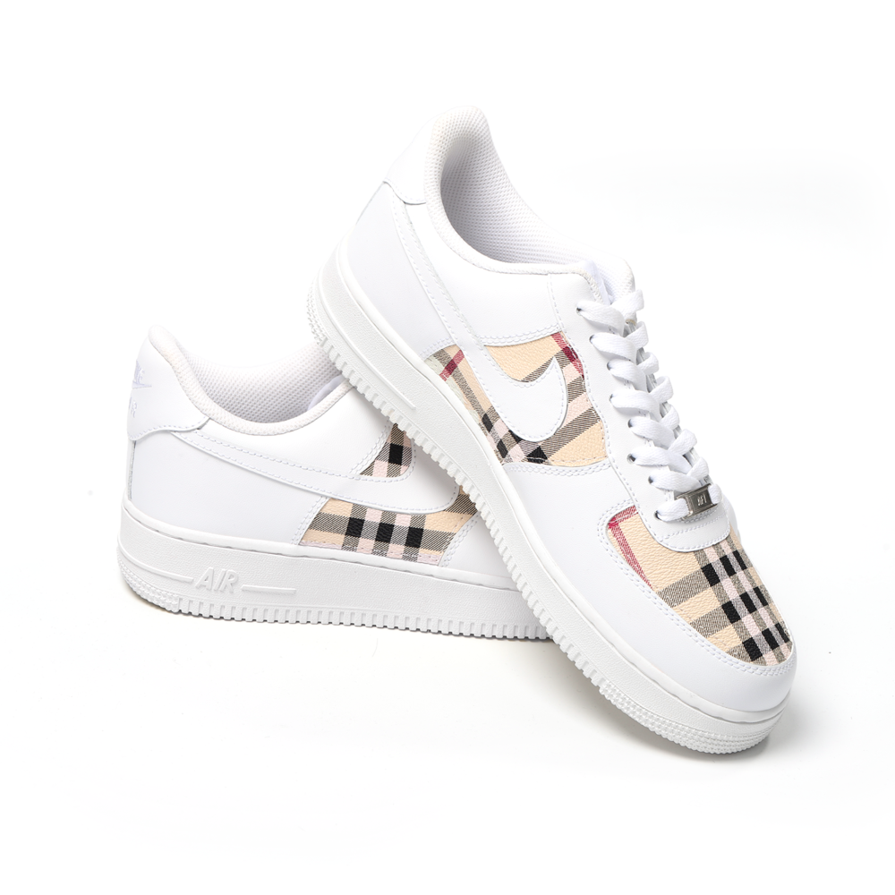 Custom Nike Air Force 1 – Handmade Burberry Leather Patchwork