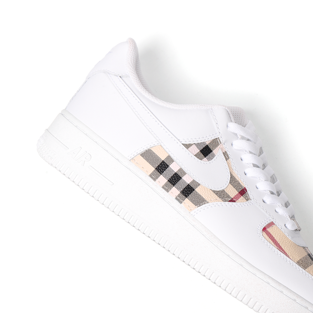 Custom Nike Air Force 1 – Handmade Burberry Leather Patchwork