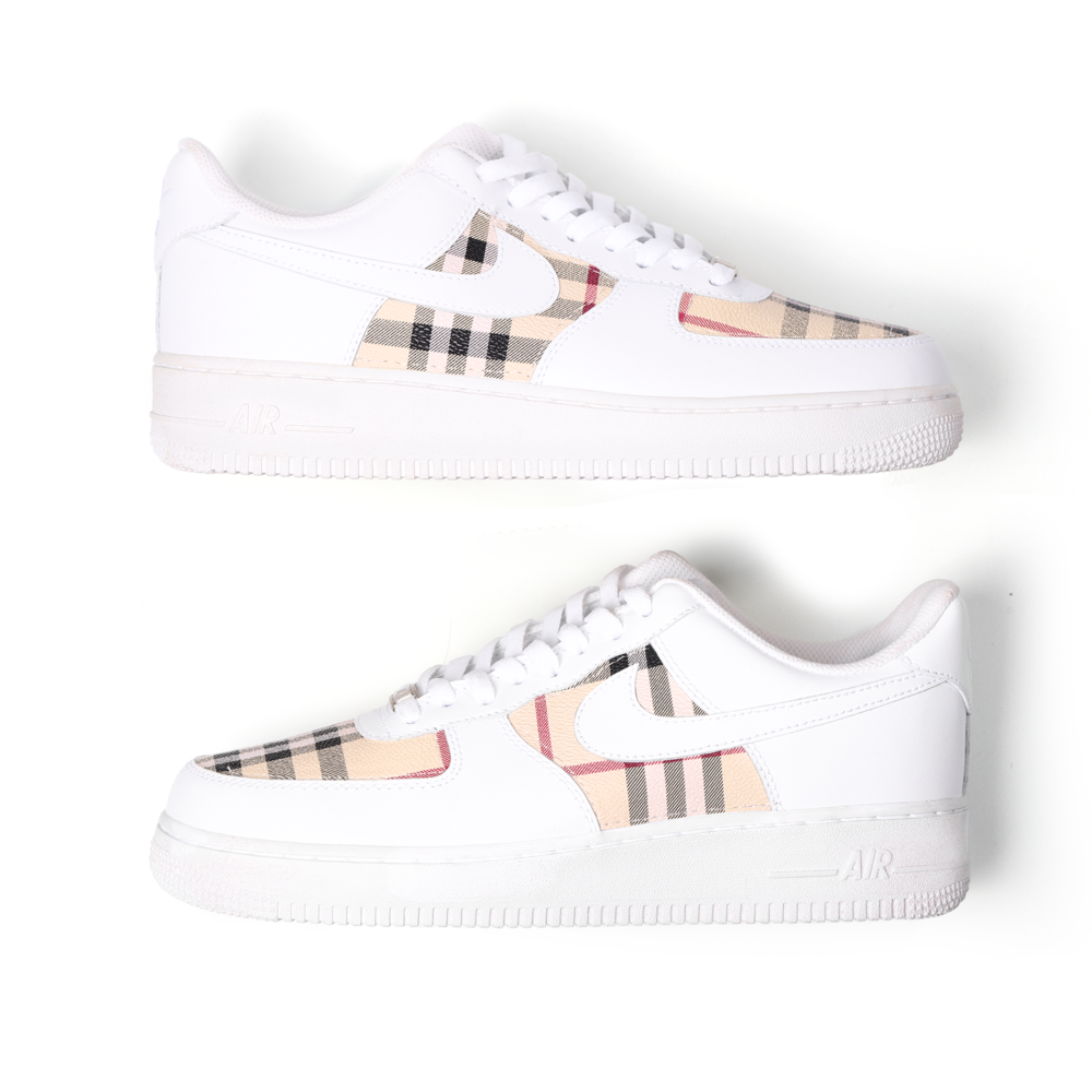 Custom Nike Air Force 1 – Handmade Burberry Leather Patchwork