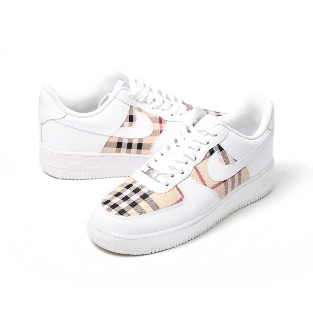 Custom Nike Air Force 1 – Handmade Burberry Leather Patchwork
