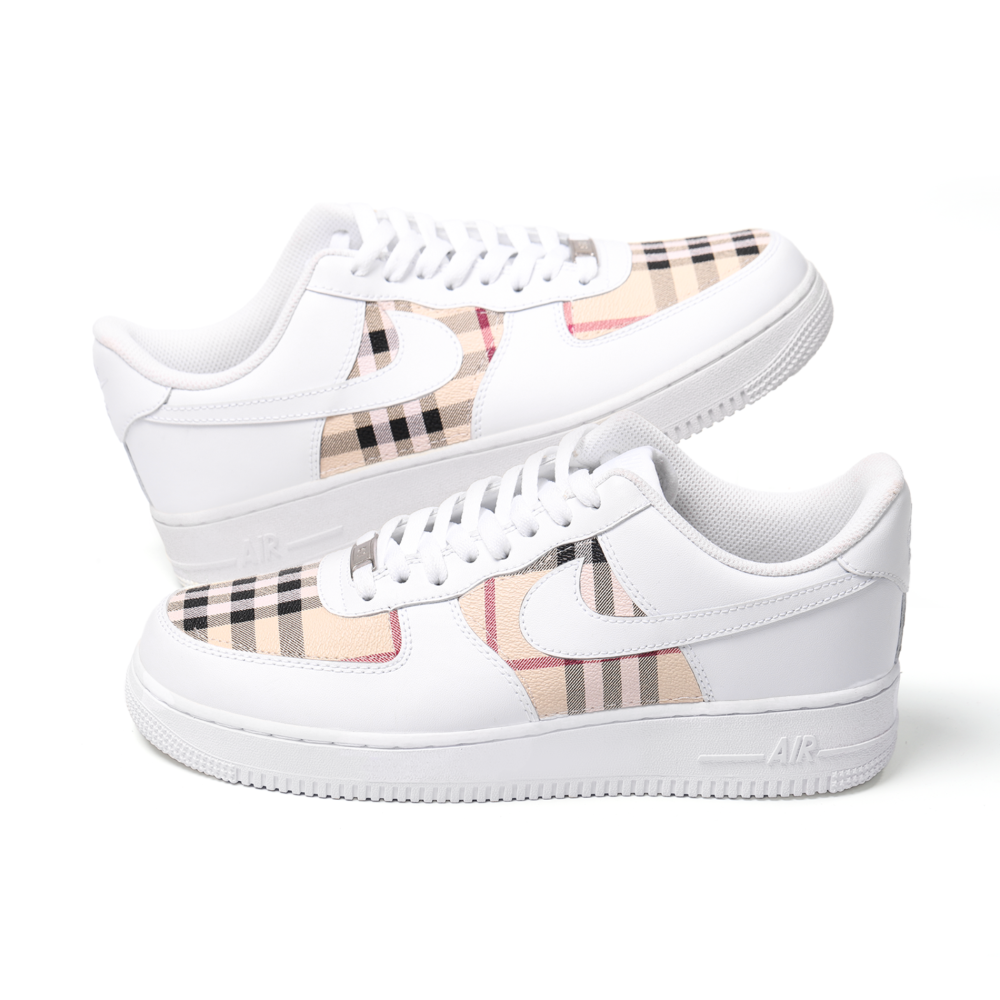 Custom Nike Air Force 1 – Handmade Burberry Leather Patchwork