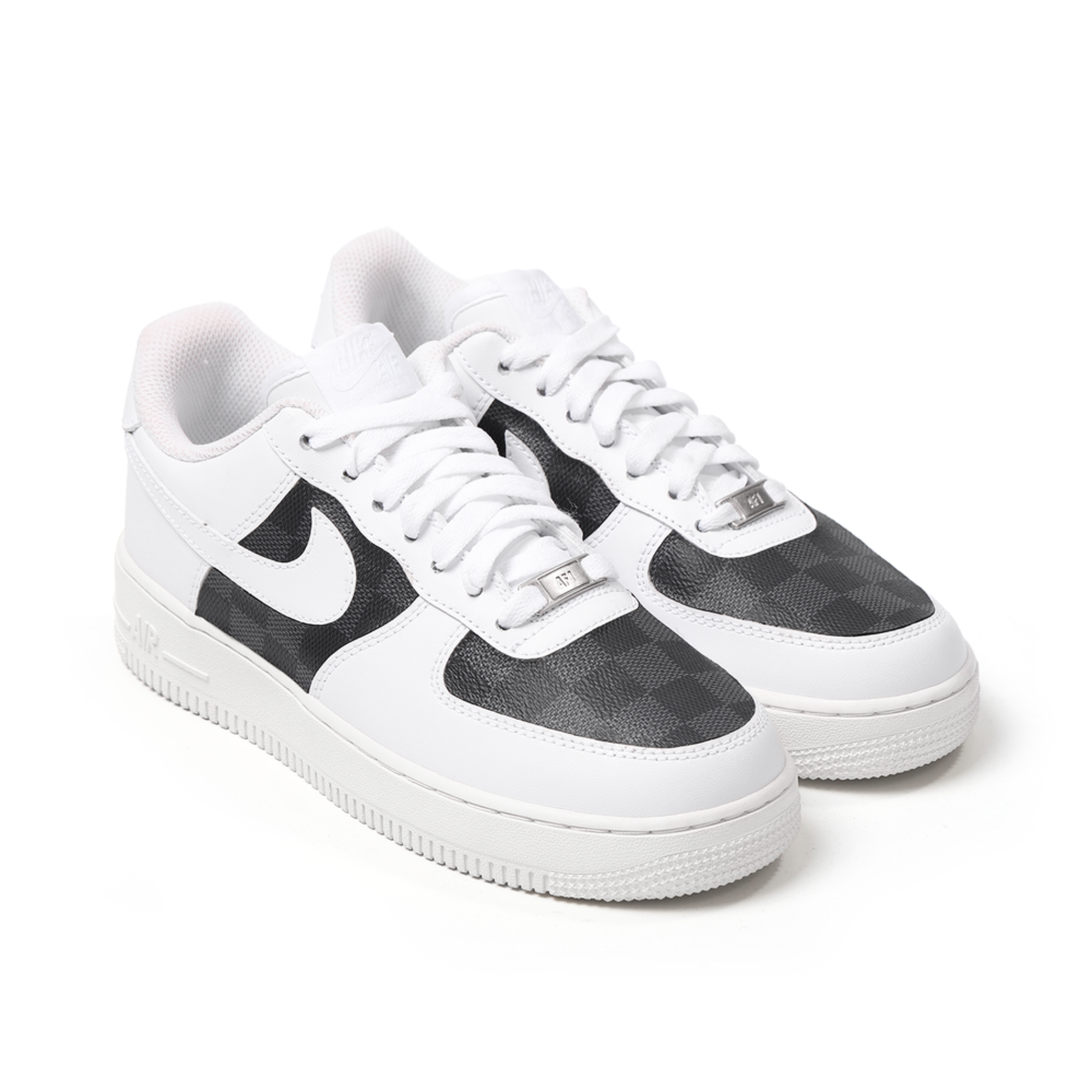 Custom Nike Air Force 1 with LV Damier Leather Luxury AF1 Sneakers