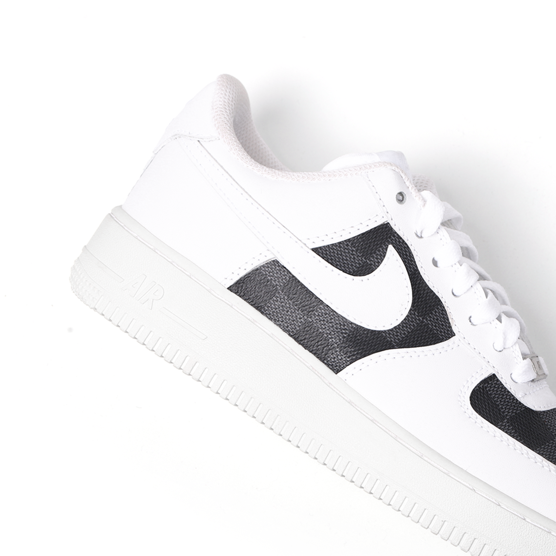 Custom Nike Air Force 1 with LV Damier Leather Luxury AF1 Sneakers