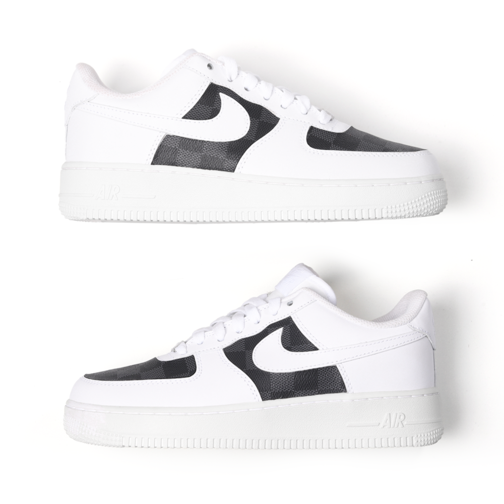 Custom Nike Air Force 1 with LV Damier Leather Luxury AF1 Sneakers