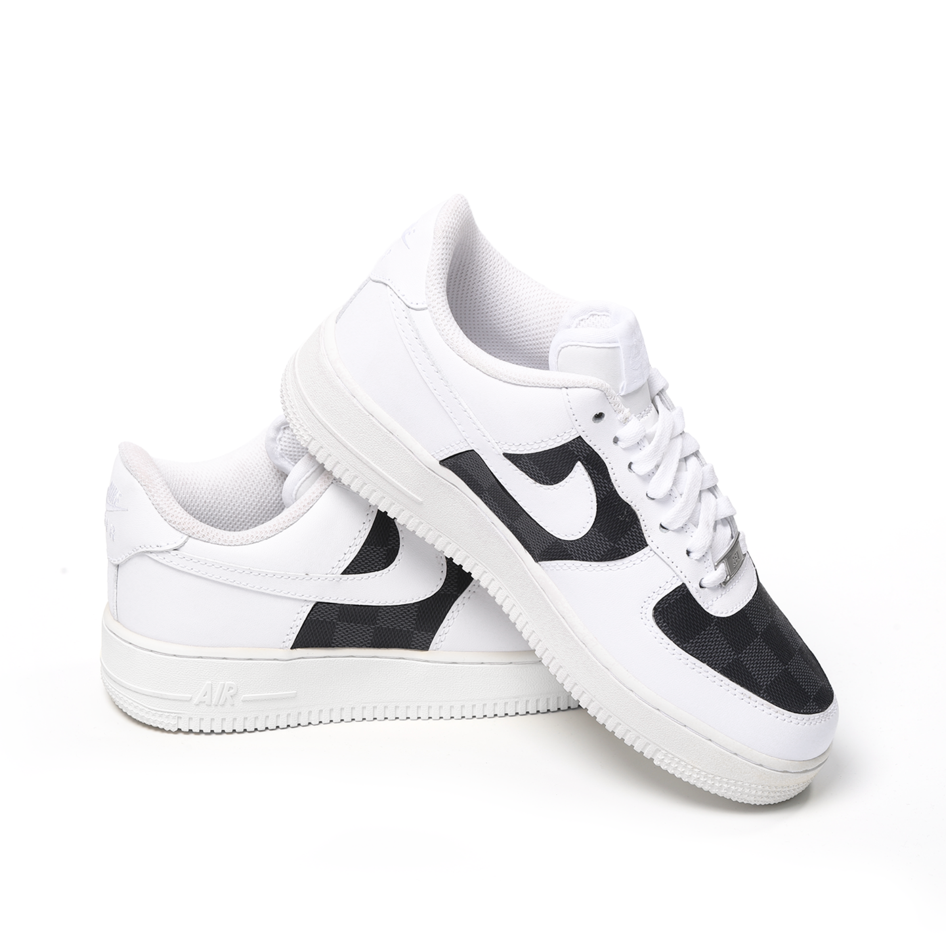 Custom Nike Air Force 1 with LV Damier Leather Luxury AF1 Sneakers