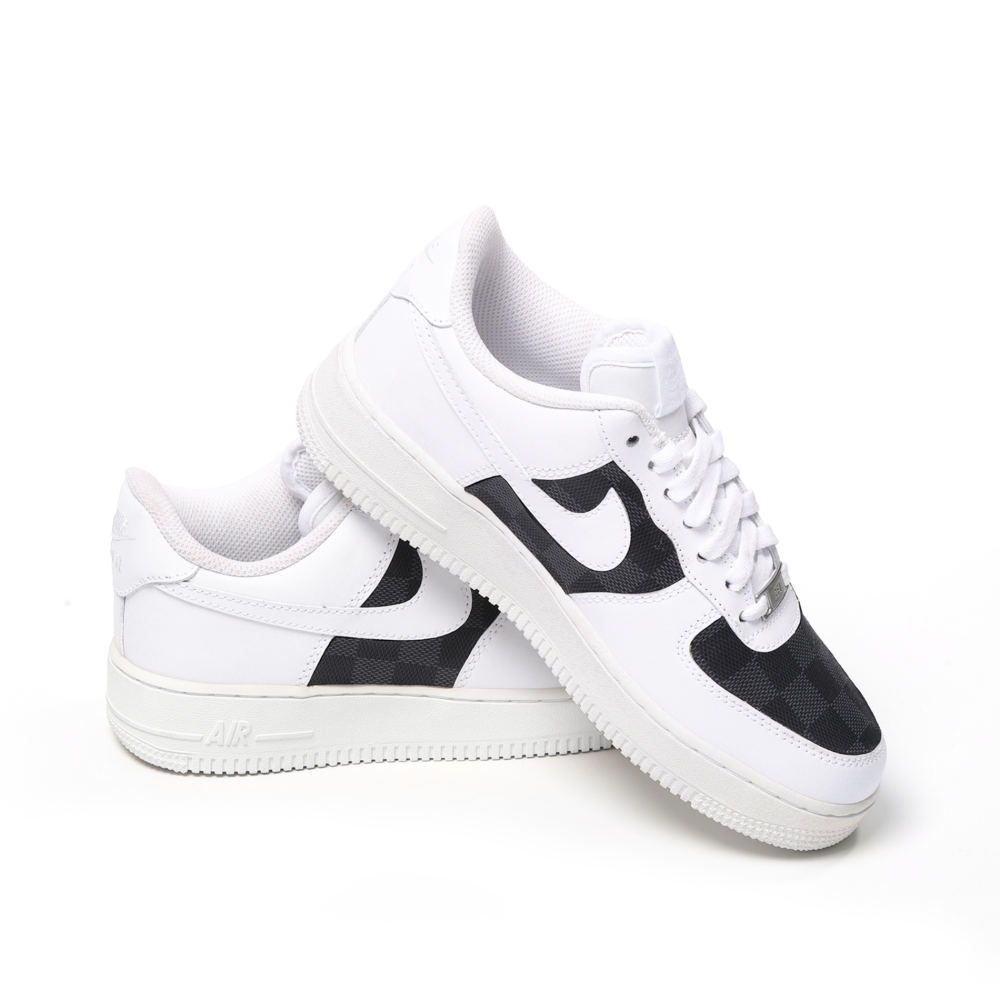 Custom Nike Air Force 1 with LV Damier Leather Luxury AF1 Sneakers