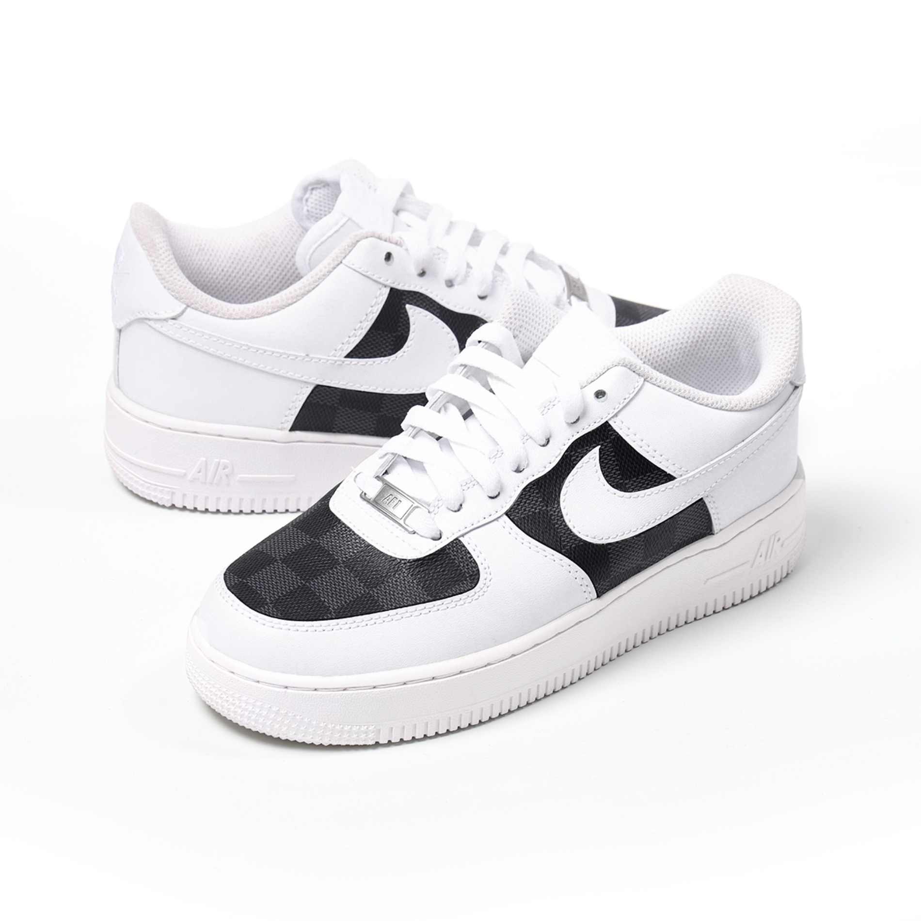 Custom Nike Air Force 1 with LV Damier Leather Luxury AF1 Sneakers