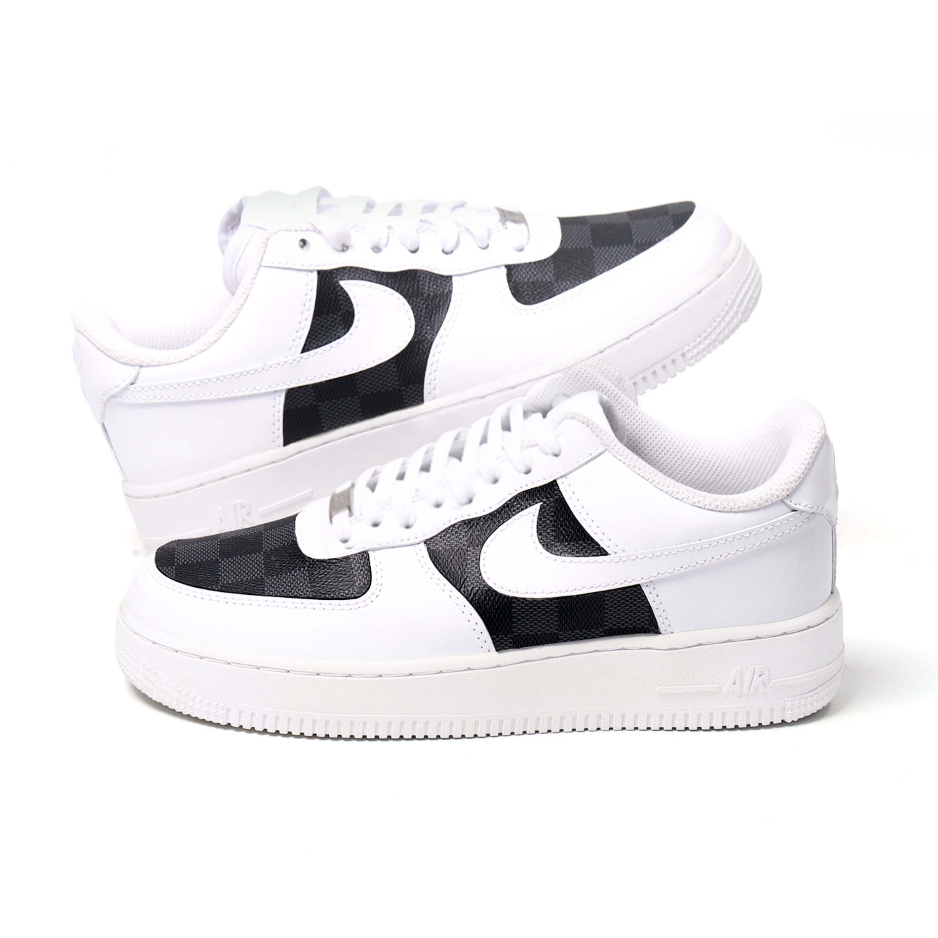 Custom Nike Air Force 1 with LV Damier Leather Luxury AF1 Sneakers
