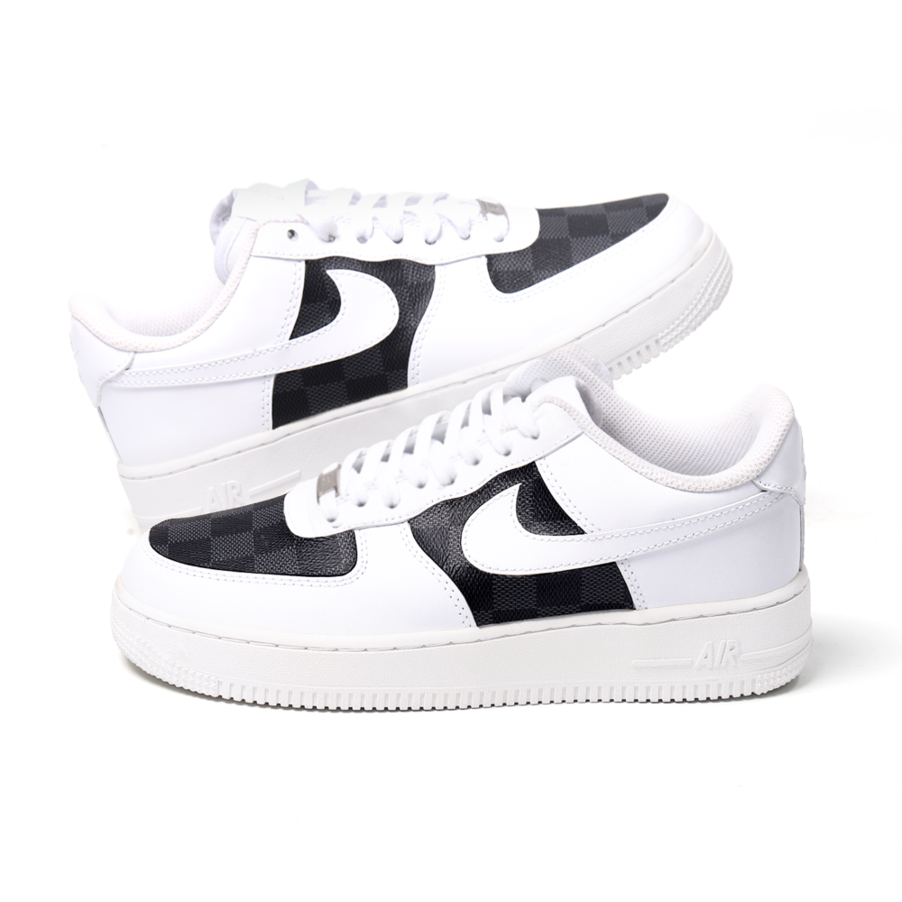 Custom Nike Air Force 1 with LV Damier Leather Luxury AF1 Sneakers
