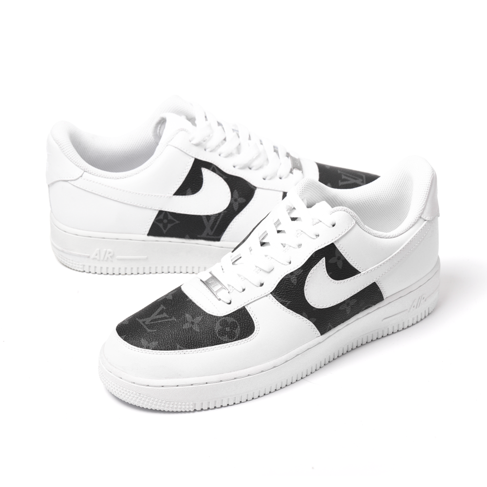 Custom Nike Air Force 1 with LV Black Monogram Leather