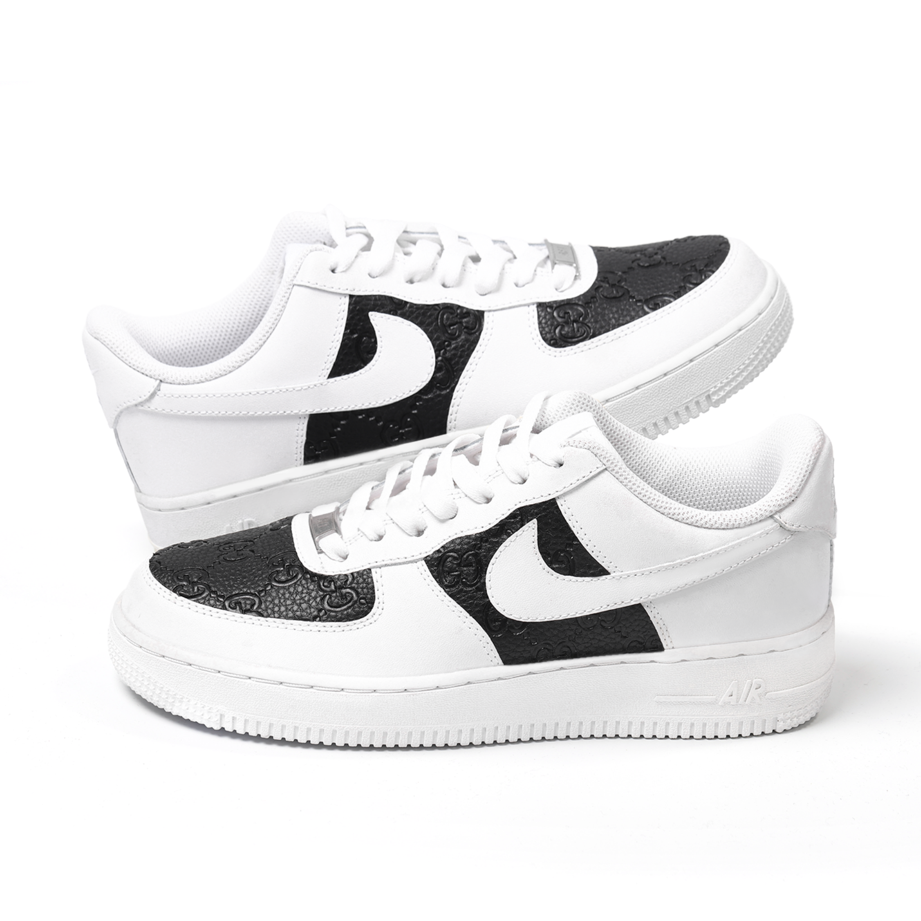 Custom Nike Air Force 1 – Handmade Gucci Black Leather Luxury Sneakers