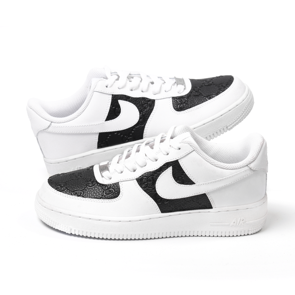 Custom Nike Air Force 1 – Handmade Gucci Black Leather Luxury Sneakers