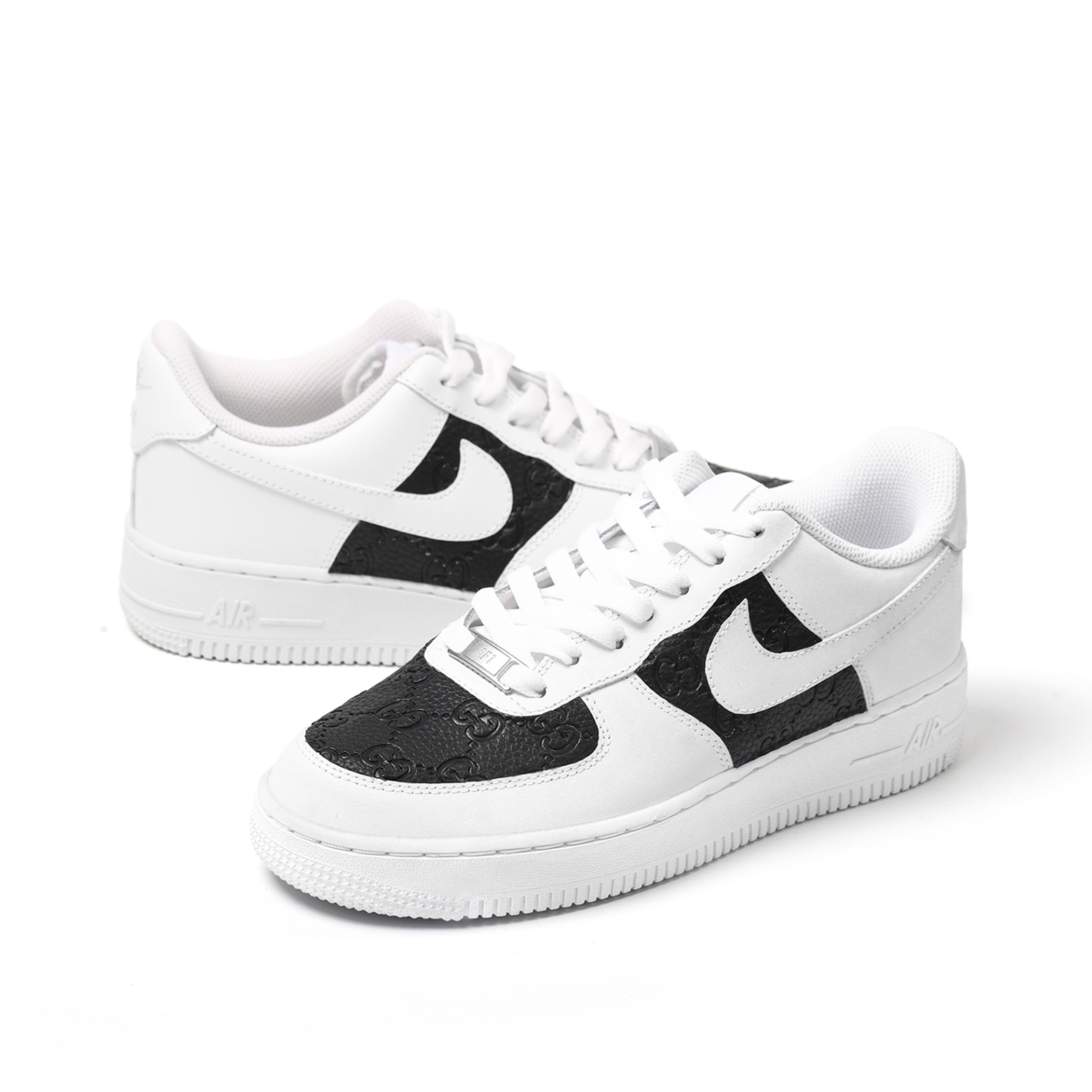 Custom Nike Air Force 1 – Handmade Gucci Black Leather Luxury Sneakers