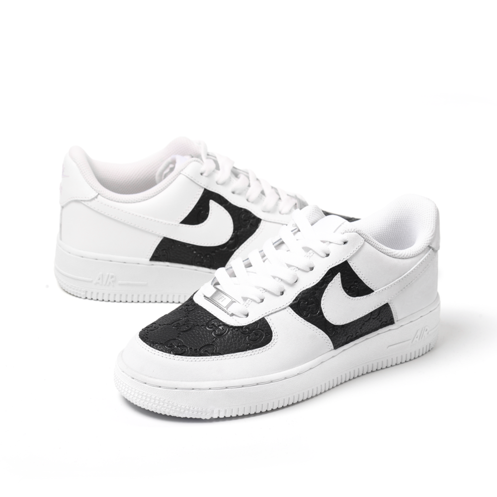 Custom Nike Air Force 1 – Handmade Gucci Black Leather Luxury Sneakers