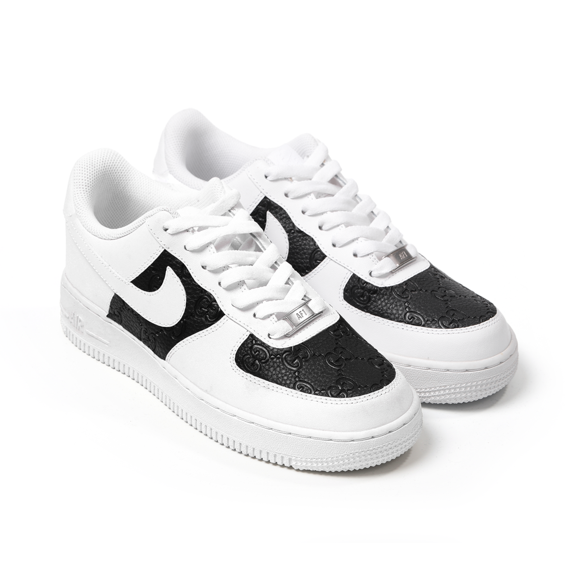 Custom Nike Air Force 1 – Handmade Gucci Black Leather Luxury Sneakers