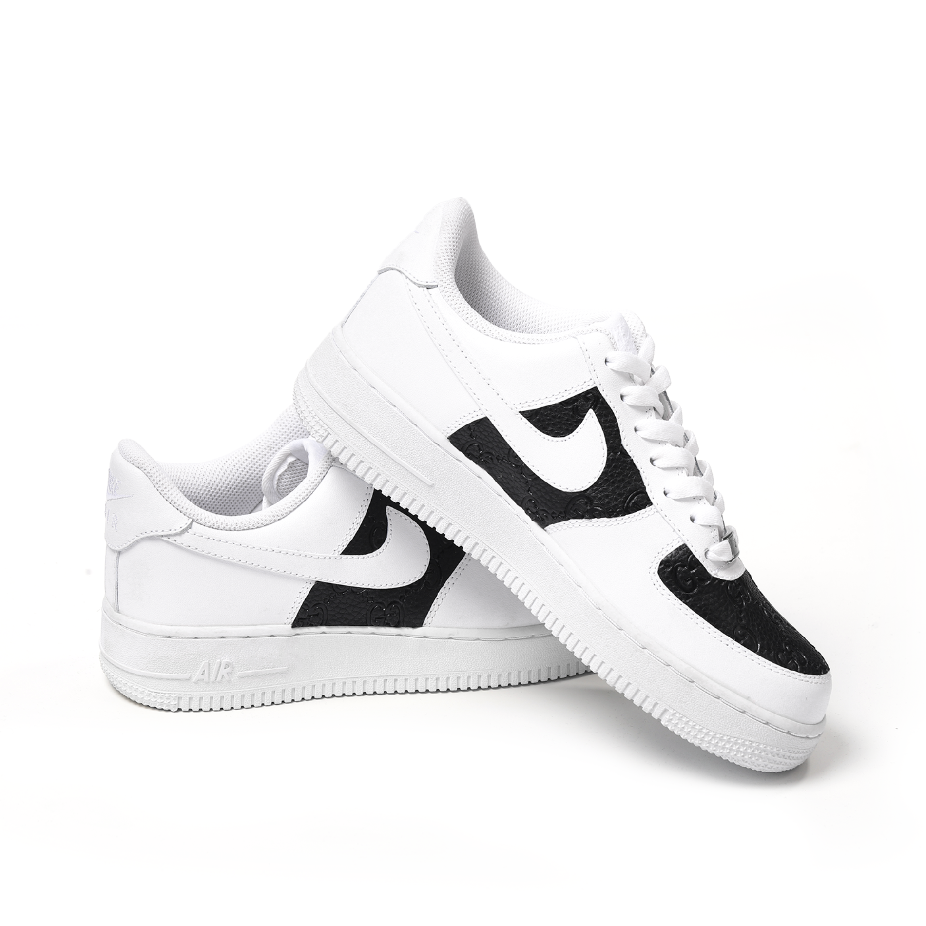 Custom Nike Air Force 1 – Handmade Gucci Black Leather Luxury Sneakers