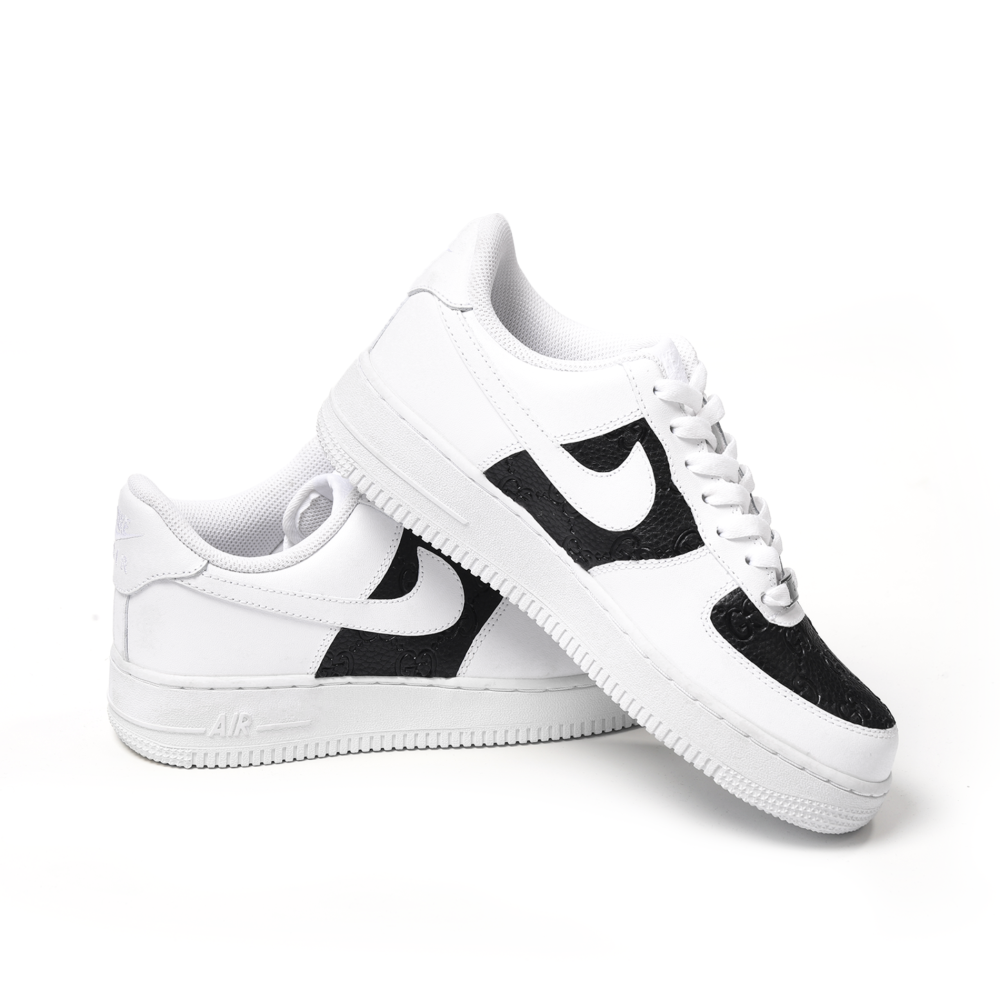 Custom Nike Air Force 1 – Handmade Gucci Black Leather Luxury Sneakers